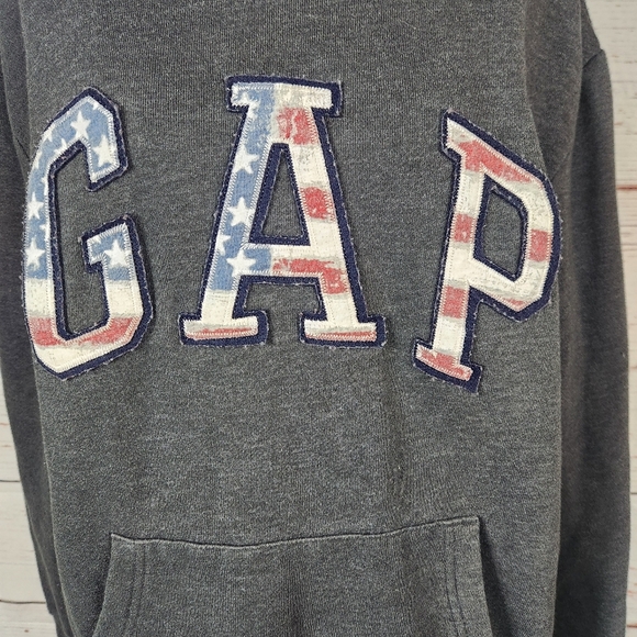 GAP Dark Gray Flag Print Hoodie Size M - Picture 3 of 6